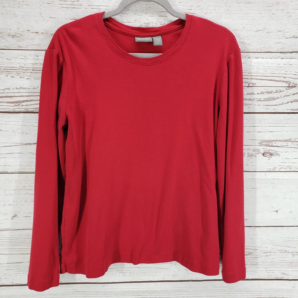 Additions by Chico's Women's Red Knit 100%Cotton Long Sleeve Top Size 3